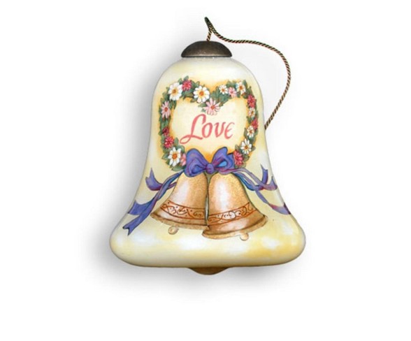 NeQwa 3 "Happy Anniversary" Hand-Painted Mouthblown Glass Christmas Ornament - White/Brown