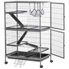 PawHut Small Animal Cage, Ferret Cage, Large Chinchilla Cage with Hammock & Heavy-Duty Steel Wire, Small Animal Habitat with Tray - 4 of 4