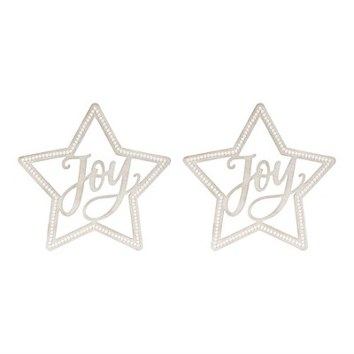Melrose Beaded Wood Star with Joy Sentiment (Set of 2)