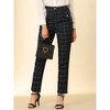 INSPIRE CHIC Women's Vintage Tartan Plaid Elastic Waist Straight Long Trousers - 3 of 4