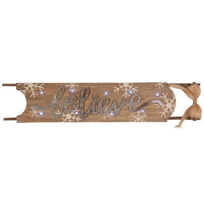 C&F Home Believe Sled Sign w/ Light-Up LED