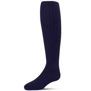 Memoi Ribbed Cotton Blend Basic Non-Binding Infant Tights - 1 of 2