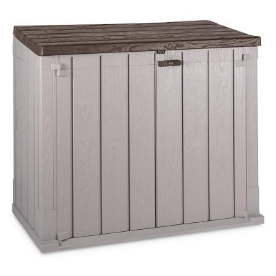 Toomax TMAX-Z101EA39 Indoor Outdoor Lift Top Lid 2 Door 51x29x43 Inch 222 Gallon Stora Way Shed with Secure Lock, Taupe Grey, Brown