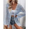 Clearlove Women Knitted Cardigan Lightweight Tie Front Hollow Out Long Sleeves Summer Knit Cover Cardigans - 4 of 4