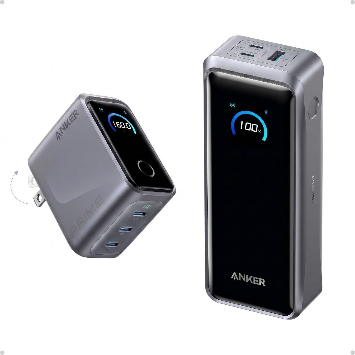 Anker Prime Power Bank (26K, 300W) + Anker Prime Charger (160W, 3 Ports, Smart Display)