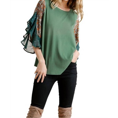 Women's Floral & Animal Bell Sleeve Top - umgee