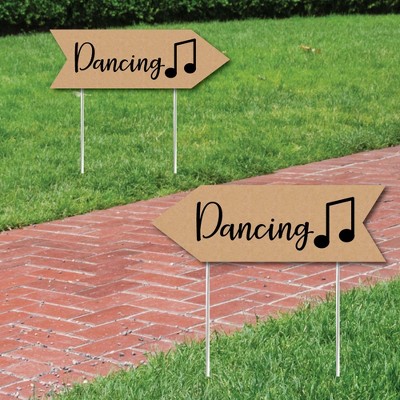 Big Dot of Happiness Rustic Wedding Dance Signs - Wedding Sign Arrow - Double Sided Directional Yard Signs - Set of 2 Dancing Signs