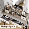 Heynemo Makeup Vanity Table with 3 Color Dimmable Lighted Hollywood Mirror, Makeup Vanity with 4 Drawers - 2 of 4