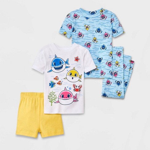 Toddler Boys' 4pc Baby Shark Uniform Snug Fit Pajama Set - White 12m ...