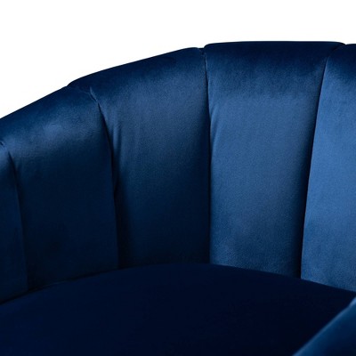 Tomasso Blue Velvet Barrel Chair with Gold Frame