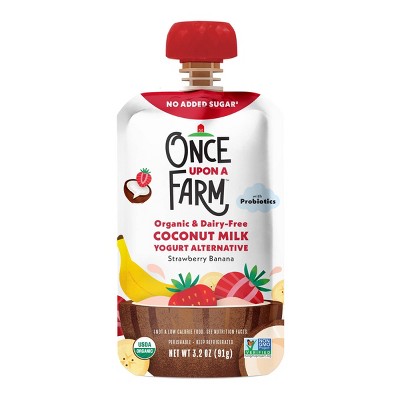 Once Upon a Farm Coconut Yogurt Alternative Strawberry Banana Organic Snack Pouch - 3.2oz