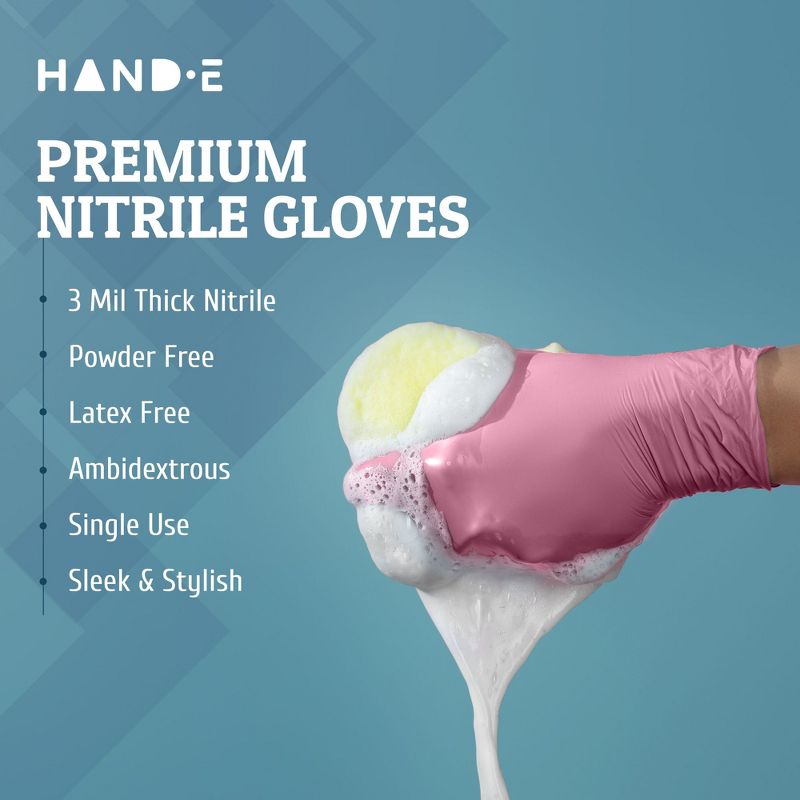 Hand-E Pink Nitrile Gloves, Perfect for Cleaning & Cooking - 100 Pack, 5 of 6