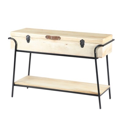 Handmade Wood and Metal Box Console Table with Removable Storage Brown/Black - The Urban Port