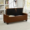 ACEPANO 48 in. W Upholstered Tufted Faux Leather PU Ottoman Bench with Storage-Brown - 2 of 4