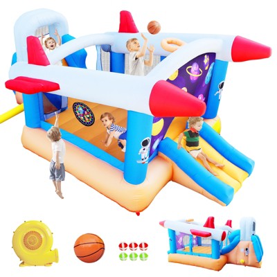 VisioGear Inflatable Water Parks, 6 in 1 Inflatable Bouncer, Inflatable Water Park Trampoline for Kids, Multicolored, 187"*122"*81"