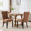 Akoasm Set of 2 Modern Tufted Upholstered Dining Chair with Solid Wood Legs & Tassel Trim-Coffee - 2 of 4