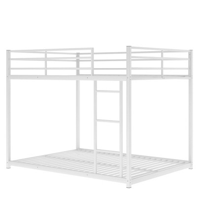 NicBex Metal Bunk Bed,Low Loft Bed with Ladder for Kids Teens Adults,Silver/Black/White