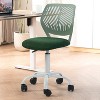 FurnitureR Desk Chair, Home Office Chair Armless with Padded Fabric Cushion and Plastic Mid Back Rolling Adjustable Swivel Computer Chair, Dark Green - 3 of 4