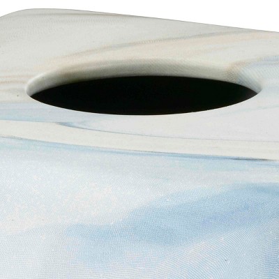 Blue and White Ceramic Marble Tissue Box Cover