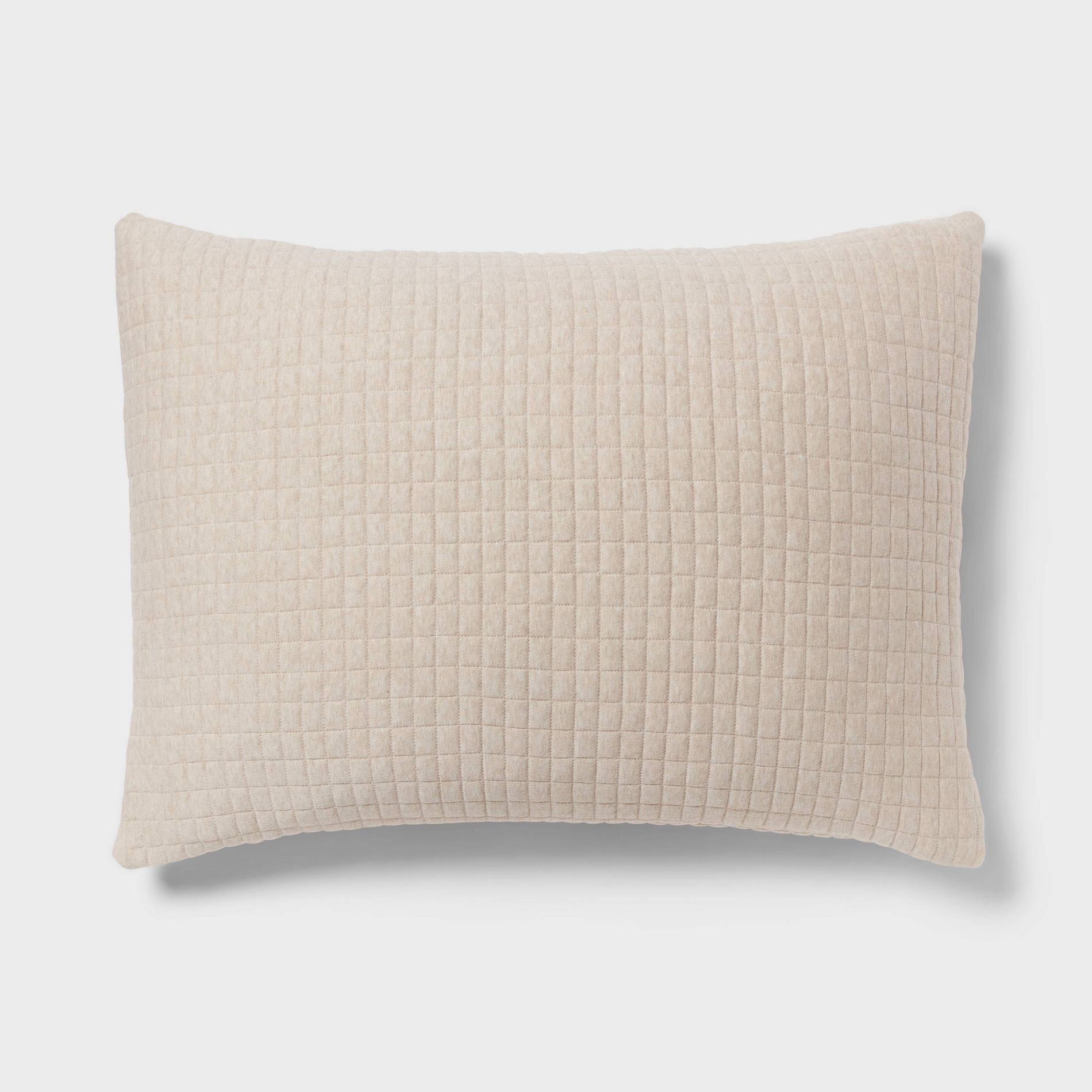 Standard Jersey Quilt Sham Oatmeal - Threshold™: Cotton Knitted, Check Jacquard Design, Machine Washable