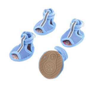 Unique Bargains Rubber Sole Blue Mesh Dog Shoes Size XXS 2 Pairs - 1 of 4