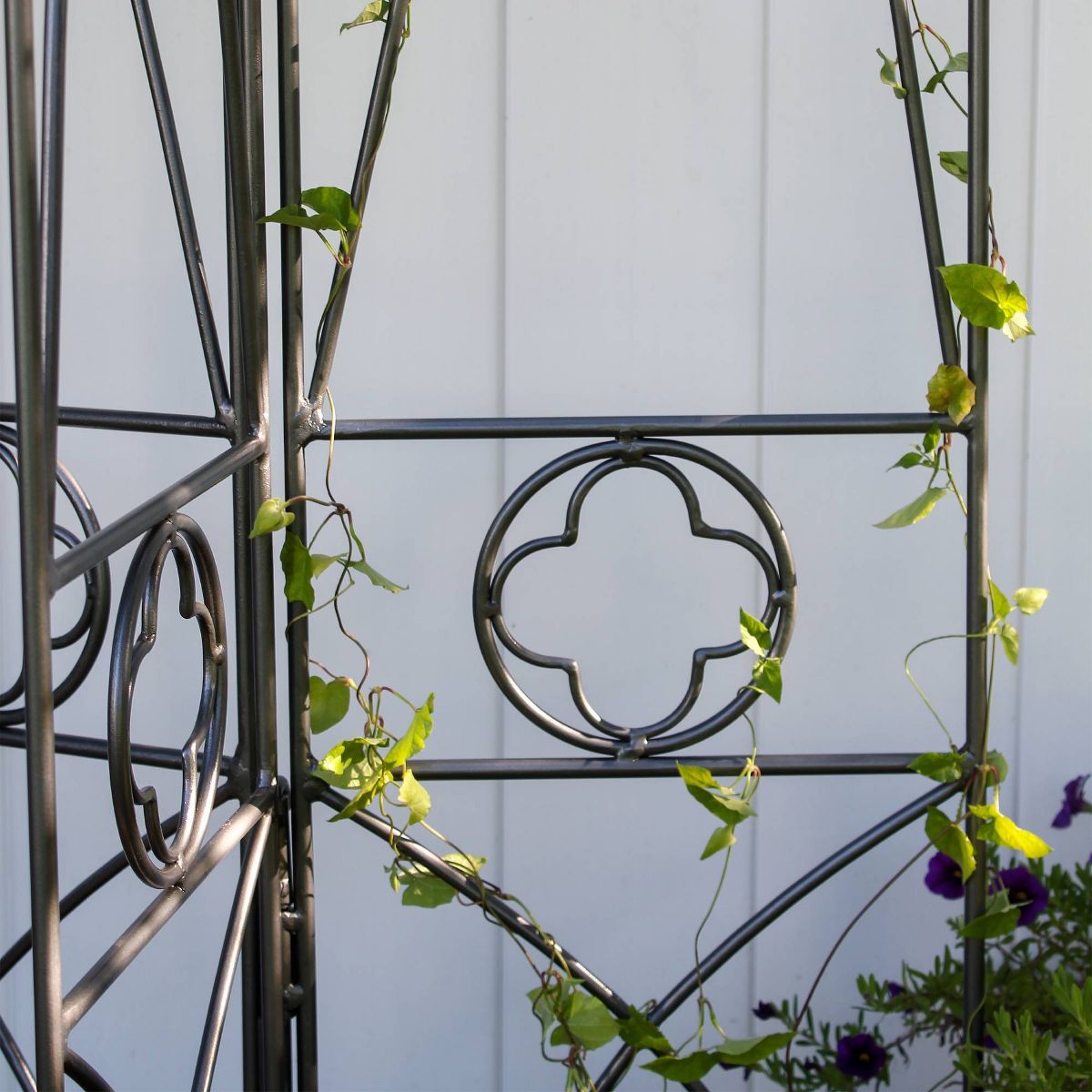 ACHLA Designs Black Powder Coated 75" Wrought Iron Trellis - thumbnail 5