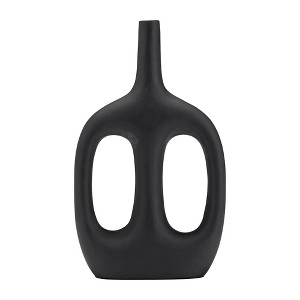 Sagebrook Home 9"Lx2"Wx15"H, Metal Hollow Handles Vase, Black, Decorative Vase for Wedding and Home Decor, Crafted with Aluminum, Modern and Elegant - 1 of 4