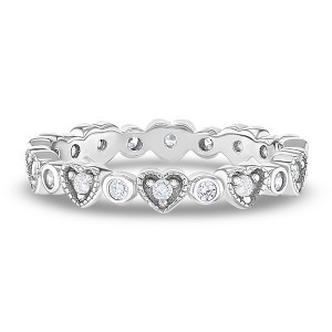 Girl's CZ Heart Band Sterling Silver Ring - In Season Jewelry - 1 of 4