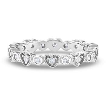 Girl's CZ Heart Band Sterling Silver Ring - In Season Jewelry