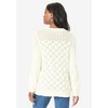 Roaman's Women's Plus Size Rhinestone Pointelle Knit Sweater - image 3 of 4