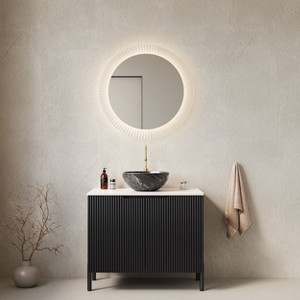 NicBex 30/48" Bathroom Vanity with Top Ceramic Sinkbowl,Chic Striped Bathroom Cabinet with 2 Doors,No Faucet/Mirror Included - 1 of 4