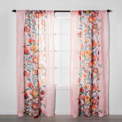 Photo 1 of 1pc 54"x84" Sheer Floral Daisy Curtain Panel Pink - Opalhouse
54W X84L  