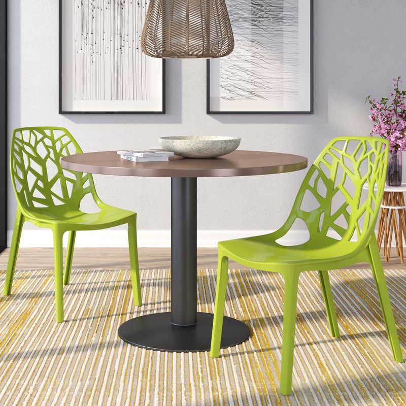 LeisureMod Cornelia Modern Plastic Dining Chair with Cut-Out Tree Design, Set of 2, 1 of 10