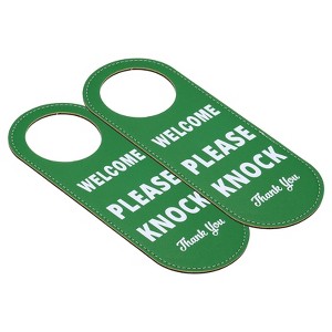 Unique Bargains PU Leather Waterproof Double-Side Office Meeting Privacy Door Hanger Sign - 1 of 4