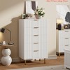 Hallway Fluted 5 Drawer Storage Dresser, Tall Modern Chest w/ Ample Deep Drawers and Wide Top, Wooden Organizer - 3 of 4