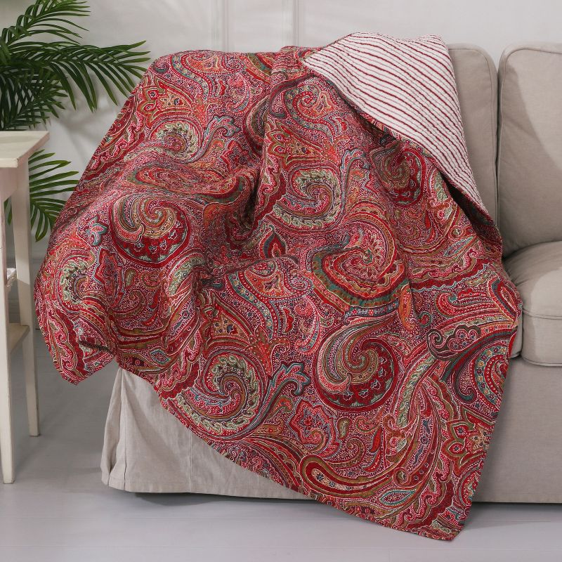 Spruce Red Quilted Throw - Levtex Home, 1 of 4