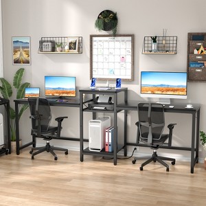 Aheaplus 2 Person Home Office Desk with USB Charging Port and Power Outlet - 1 of 4