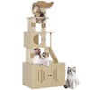 Cat Tree with Litter Box Enclosure, Cat Tower with Sisal Scratching Posts - 3 of 4