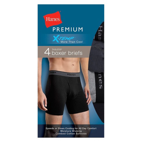Hanes Premium Men's 4pk Xtemp Boxer Briefs - Black/Gray M : Target
