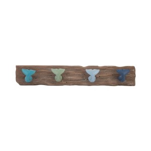 Beachcombers Multi Whale Tail Hook Coastal Plaque Sign Wall Hanging Decor Decoration For The Beach 23.23 x 2.76 x 3.9 Inches. - 1 of 1