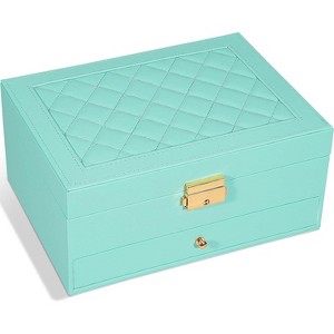 Jewelry Box - Large PU Leather Jewelry Organizer Storage Case with Two Layers Display - 1 of 4
