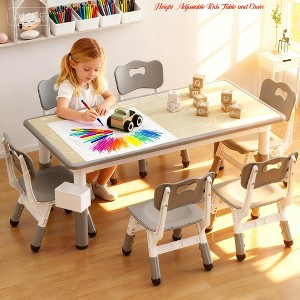 Height Adjustable Kids Table and Chair - Anti-Slip Kids Desk and Chair Set of 6 for Children Ages 2-8 - 1 of 4
