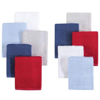 Little Treasure Baby Boy Rayon from Bamboo Luxurious Washcloths, Blue Red 10-Pack, One Size
