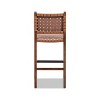 Jennifer Taylor Home Andre 26" Woven Leather Counter Stool with Back, Pecan Brown Faux Leather - 4 of 4