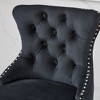 CLIHOME Set of 2 Swivel Velvet Barstools with Button Tufted Decoration and Wooden Legs, Leisure Style Bar Chairs - 4 of 4