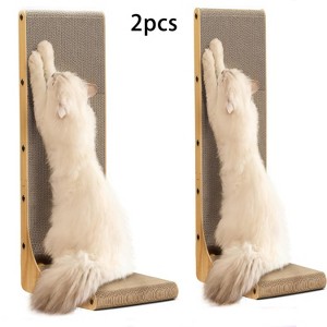 2PCS 23.6" L-Shape Three-dimensional Cat Scratching board, Cat Scratching Post with Ball toy wall Mounted, For Indoor Cats, Large Cat Scratching board - 1 of 4