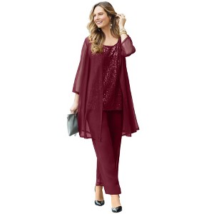 Catherines Women's Plus Size 3-Piece Sequin Tank Pant Set - 1 of 4