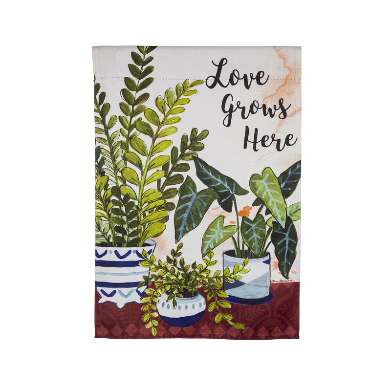 Evergreen Love Grows Here Houseplants Garden Suede Flag 12.5 x 18 Inches Indoor Outdoor Decor, 1 of 8