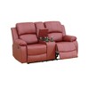 MAYEERTY Power Reclining Loveseat, Electric 2-Seat Leather Recliner with Storage & Cup Holders for Living Room, Red - 3 of 4