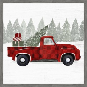 Amanti Art 22"x22" Yuletide Camper III by Victoria Barnes Framed Canvas Wall Art - 1 of 4